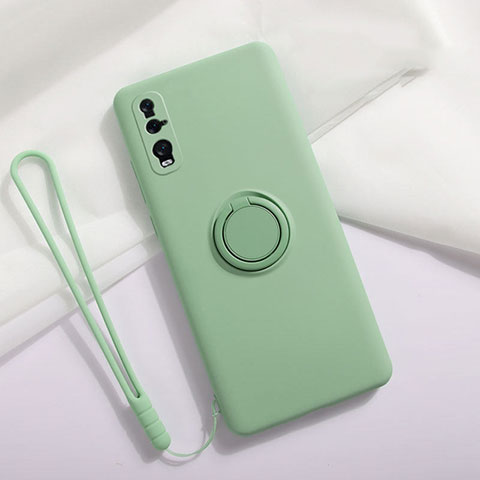 Coque Ultra Fine Silicone Souple Housse Etui avec Support Bague Anneau Aimante Magnetique T01 pour Oppo Find X2 Cyan