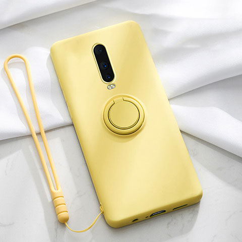 Coque Ultra Fine Silicone Souple Housse Etui avec Support Bague Anneau Aimante Magnetique T01 pour Oppo R17 Pro Jaune