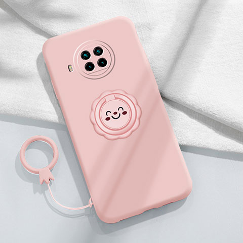 Coque Ultra Fine Silicone Souple Housse Etui avec Support Bague Anneau Aimante Magnetique T01 pour Xiaomi Mi 10i 5G Rose