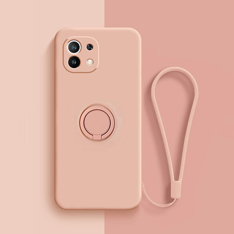 Coque Ultra Fine Silicone Souple Housse Etui avec Support Bague Anneau Aimante Magnetique T01 pour Xiaomi Mi 11 5G Rose