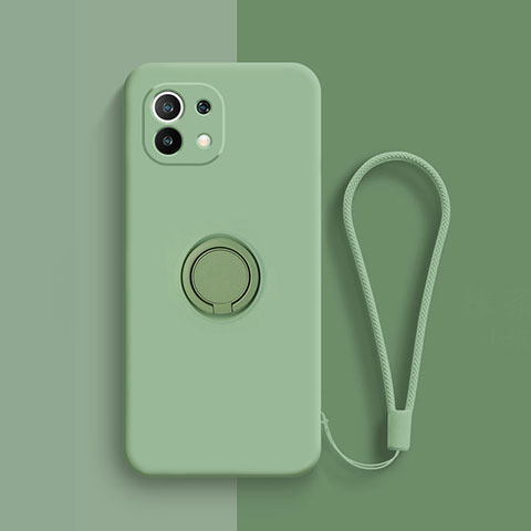 Coque Ultra Fine Silicone Souple Housse Etui avec Support Bague Anneau Aimante Magnetique T01 pour Xiaomi Mi 11 Lite 5G NE Pastel Vert