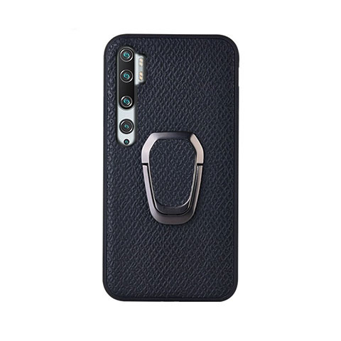 Coque Ultra Fine Silicone Souple Housse Etui avec Support Bague Anneau Aimante Magnetique T01 pour Xiaomi Mi Note 10 Pro Noir