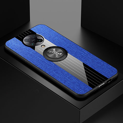 Coque Ultra Fine Silicone Souple Housse Etui avec Support Bague Anneau Aimante Magnetique T01 pour Xiaomi Poco F2 Pro Bleu