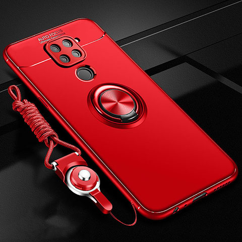 Coque Ultra Fine Silicone Souple Housse Etui avec Support Bague Anneau Aimante Magnetique T01 pour Xiaomi Redmi 10X 4G Rouge