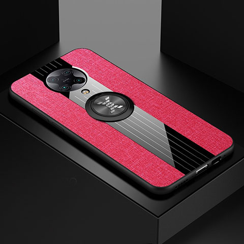 Coque Ultra Fine Silicone Souple Housse Etui avec Support Bague Anneau Aimante Magnetique T01 pour Xiaomi Redmi K30 Pro 5G Rose Rouge