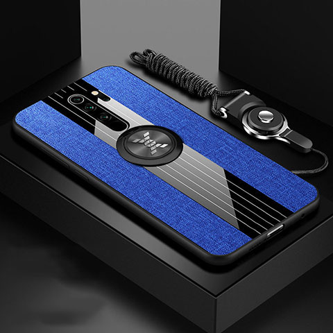 Coque Ultra Fine Silicone Souple Housse Etui avec Support Bague Anneau Aimante Magnetique T01 pour Xiaomi Redmi Note 8 Pro Bleu