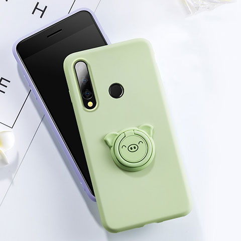 Coque Ultra Fine Silicone Souple Housse Etui avec Support Bague Anneau Aimante Magnetique T02 pour Huawei Honor 20 Lite Vert