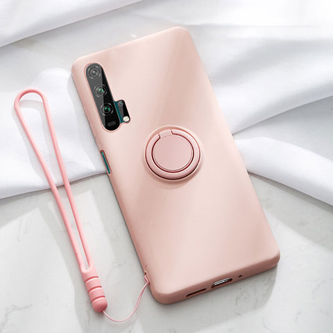 Coque Ultra Fine Silicone Souple Housse Etui avec Support Bague Anneau Aimante Magnetique T02 pour Huawei Honor 20 Pro Rose