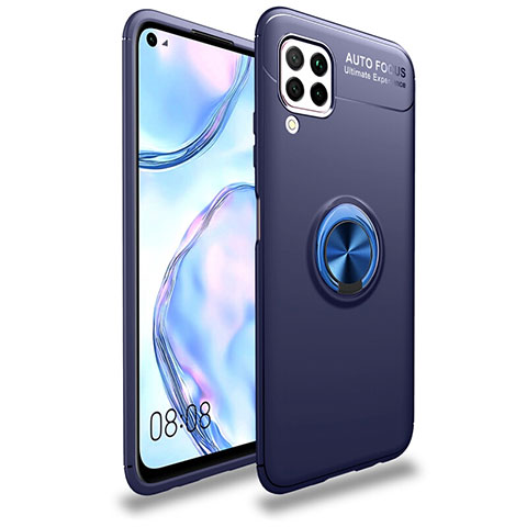 Coque Ultra Fine Silicone Souple Housse Etui avec Support Bague Anneau Aimante Magnetique T02 pour Huawei Nova 6 SE Bleu