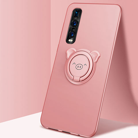 Coque Ultra Fine Silicone Souple Housse Etui avec Support Bague Anneau Aimante Magnetique T02 pour Oppo Find X2 Pro Or Rose