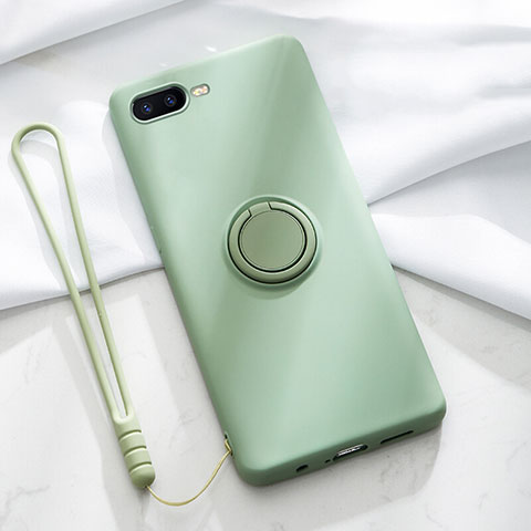 Coque Ultra Fine Silicone Souple Housse Etui avec Support Bague Anneau Aimante Magnetique T02 pour Oppo K1 Vert