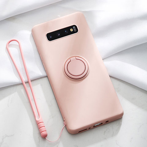 Coque Ultra Fine Silicone Souple Housse Etui avec Support Bague Anneau Aimante Magnetique T02 pour Samsung Galaxy S10 5G Rose