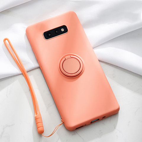 Coque Ultra Fine Silicone Souple Housse Etui avec Support Bague Anneau Aimante Magnetique T02 pour Samsung Galaxy S10e Orange