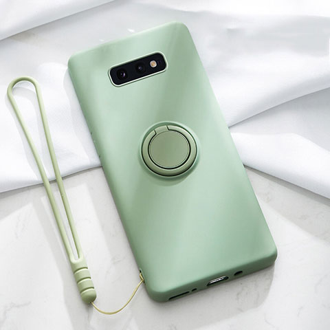 Coque Ultra Fine Silicone Souple Housse Etui avec Support Bague Anneau Aimante Magnetique T02 pour Samsung Galaxy S10e Vert