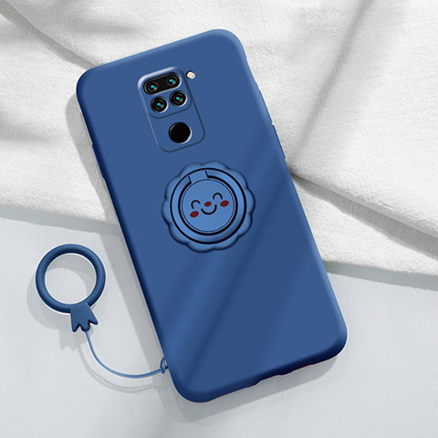 Coque Ultra Fine Silicone Souple Housse Etui avec Support Bague Anneau Aimante Magnetique T02 pour Xiaomi Redmi 10X 4G Bleu