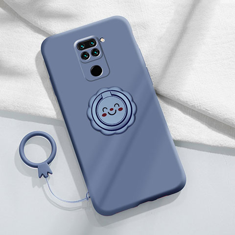 Coque Ultra Fine Silicone Souple Housse Etui avec Support Bague Anneau Aimante Magnetique T02 pour Xiaomi Redmi 10X 4G Gris