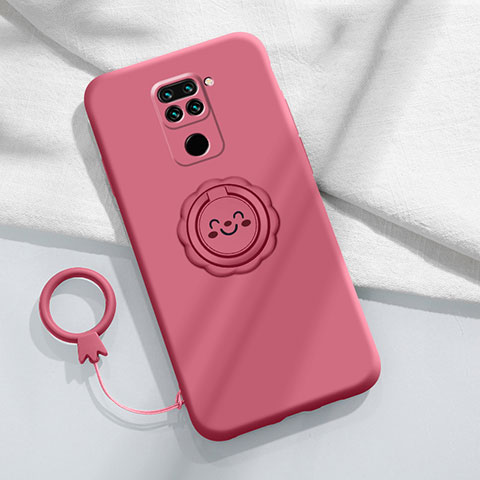 Coque Ultra Fine Silicone Souple Housse Etui avec Support Bague Anneau Aimante Magnetique T02 pour Xiaomi Redmi 10X 4G Vin Rouge