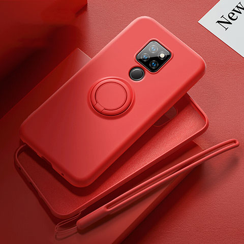 Coque Ultra Fine Silicone Souple Housse Etui avec Support Bague Anneau Aimante Magnetique T03 pour Huawei Mate 20 Rouge