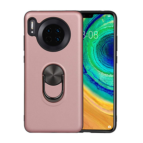 Coque Ultra Fine Silicone Souple Housse Etui avec Support Bague Anneau Aimante Magnetique T03 pour Huawei Mate 30 Pro 5G Or Rose