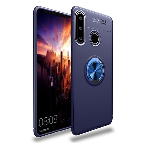 Coque Ultra Fine Silicone Souple Housse Etui avec Support Bague Anneau Aimante Magnetique T03 pour Huawei Nova 4e Bleu