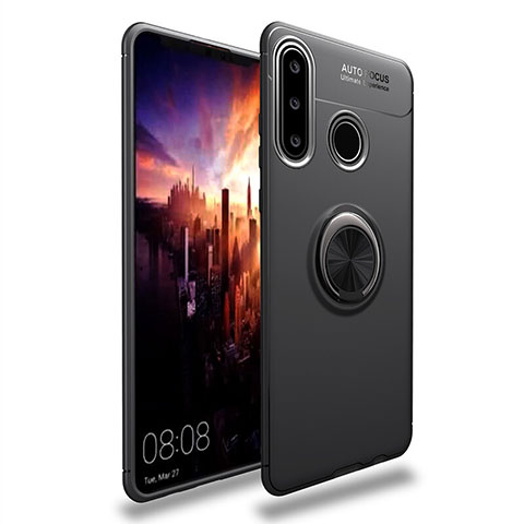 Coque Ultra Fine Silicone Souple Housse Etui avec Support Bague Anneau Aimante Magnetique T03 pour Huawei Nova 4e Noir