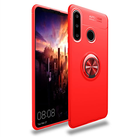 Coque Ultra Fine Silicone Souple Housse Etui avec Support Bague Anneau Aimante Magnetique T03 pour Huawei Nova 4e Rouge