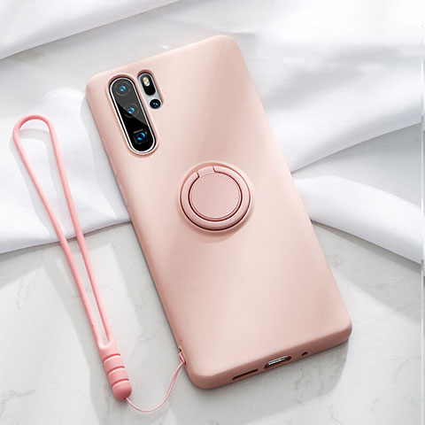 Coque Ultra Fine Silicone Souple Housse Etui avec Support Bague Anneau Aimante Magnetique T03 pour Huawei P30 Pro Rose