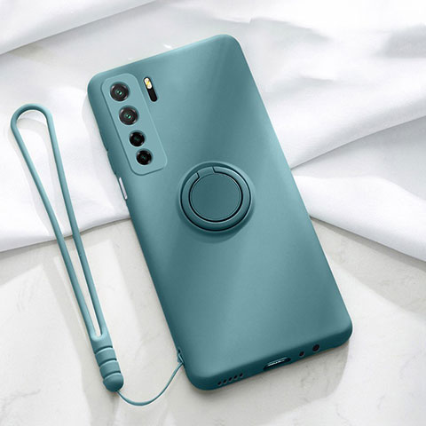 Coque Ultra Fine Silicone Souple Housse Etui avec Support Bague Anneau Aimante Magnetique T03 pour Huawei P40 Lite 5G Vert