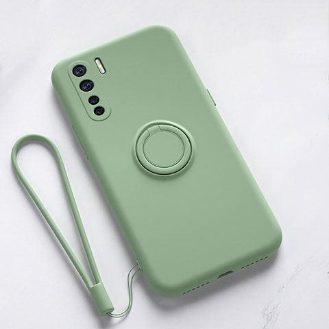 Coque Ultra Fine Silicone Souple Housse Etui avec Support Bague Anneau Aimante Magnetique T03 pour Oppo A91 Cyan