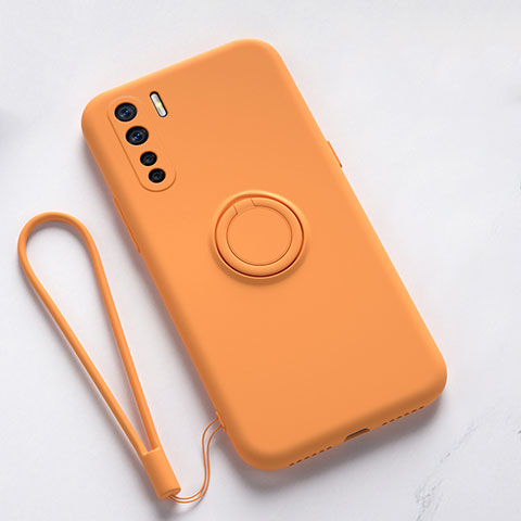 Coque Ultra Fine Silicone Souple Housse Etui avec Support Bague Anneau Aimante Magnetique T03 pour Oppo A91 Orange