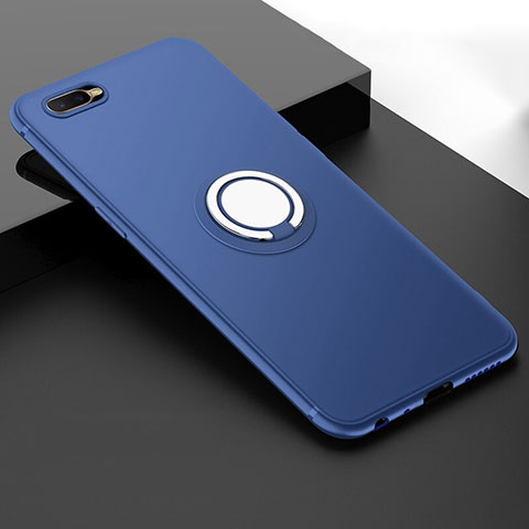 Coque Ultra Fine Silicone Souple Housse Etui avec Support Bague Anneau Aimante Magnetique T03 pour Oppo R17 Neo Bleu