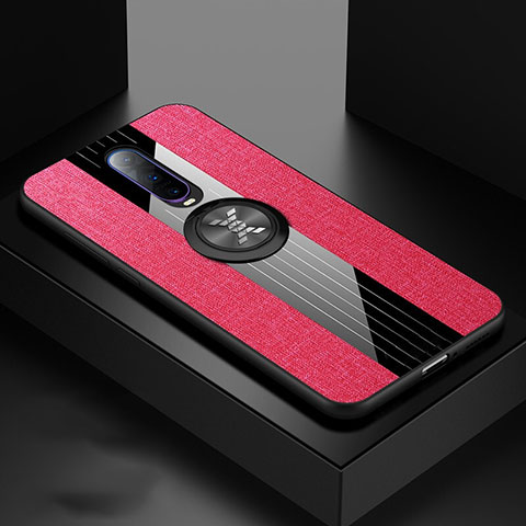 Coque Ultra Fine Silicone Souple Housse Etui avec Support Bague Anneau Aimante Magnetique T03 pour Oppo R17 Pro Rouge