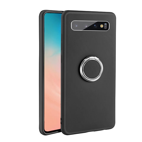 Coque Ultra Fine Silicone Souple Housse Etui avec Support Bague Anneau Aimante Magnetique T03 pour Samsung Galaxy S10 5G Noir