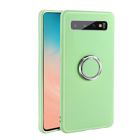 Coque Ultra Fine Silicone Souple Housse Etui avec Support Bague Anneau Aimante Magnetique T03 pour Samsung Galaxy S10 5G Vert