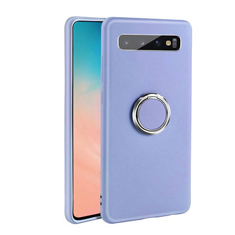 Coque Ultra Fine Silicone Souple Housse Etui avec Support Bague Anneau Aimante Magnetique T03 pour Samsung Galaxy S10 5G Violet