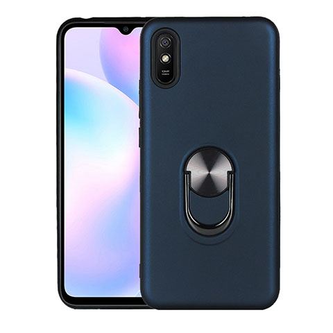 Coque Ultra Fine Silicone Souple Housse Etui avec Support Bague Anneau Aimante Magnetique T03 pour Xiaomi Redmi 9A Bleu Royal