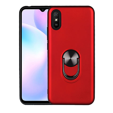 Coque Ultra Fine Silicone Souple Housse Etui avec Support Bague Anneau Aimante Magnetique T03 pour Xiaomi Redmi 9A Rouge