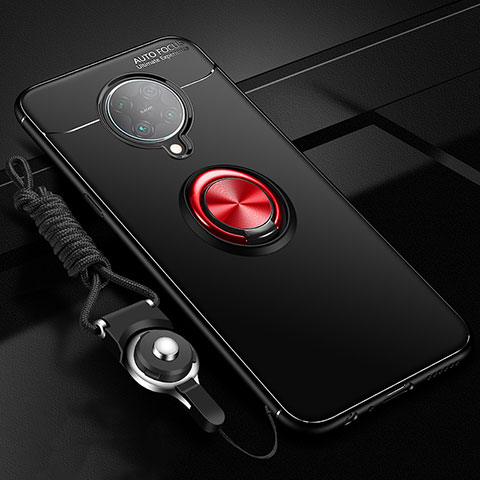 Coque Ultra Fine Silicone Souple Housse Etui avec Support Bague Anneau Aimante Magnetique T03 pour Xiaomi Redmi K30 Pro Zoom Rouge et Noir