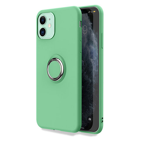 Coque Ultra Fine Silicone Souple Housse Etui avec Support Bague Anneau Aimante Magnetique T04 pour Apple iPhone 11 Vert