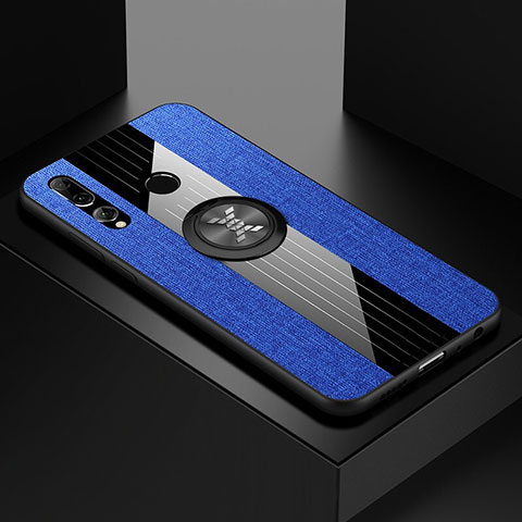 Coque Ultra Fine Silicone Souple Housse Etui avec Support Bague Anneau Aimante Magnetique T04 pour Huawei Honor 20 Lite Bleu