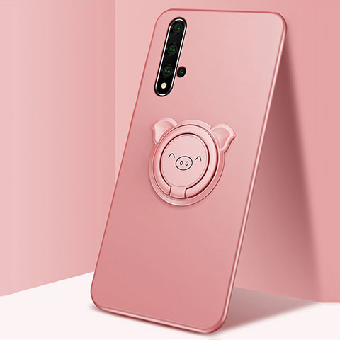 Coque Ultra Fine Silicone Souple Housse Etui avec Support Bague Anneau Aimante Magnetique T04 pour Huawei Honor 20 Rose