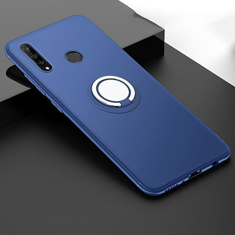 Coque Ultra Fine Silicone Souple Housse Etui avec Support Bague Anneau Aimante Magnetique T04 pour Huawei Nova 4e Bleu