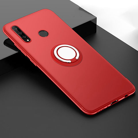 Coque Ultra Fine Silicone Souple Housse Etui avec Support Bague Anneau Aimante Magnetique T04 pour Huawei Nova 4e Rouge