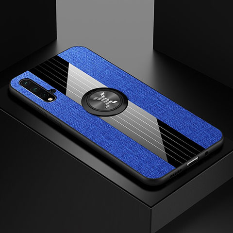 Coque Ultra Fine Silicone Souple Housse Etui avec Support Bague Anneau Aimante Magnetique T04 pour Huawei Nova 5 Pro Bleu