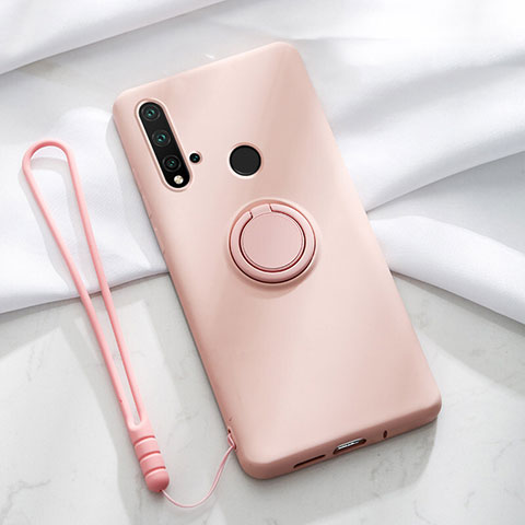 Coque Ultra Fine Silicone Souple Housse Etui avec Support Bague Anneau Aimante Magnetique T04 pour Huawei Nova 5i Rose