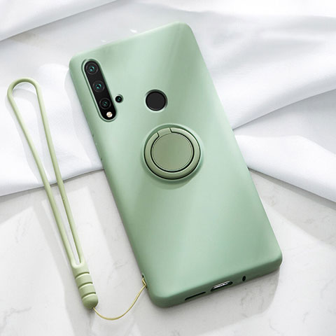 Coque Ultra Fine Silicone Souple Housse Etui avec Support Bague Anneau Aimante Magnetique T04 pour Huawei P20 Lite (2019) Vert