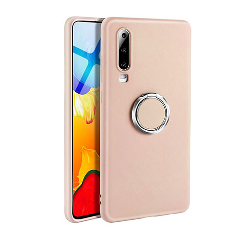 Coque Ultra Fine Silicone Souple Housse Etui avec Support Bague Anneau Aimante Magnetique T04 pour Huawei P30 Rose