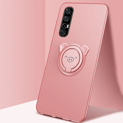 Coque Ultra Fine Silicone Souple Housse Etui avec Support Bague Anneau Aimante Magnetique T04 pour Oppo Find X2 Neo Or Rose