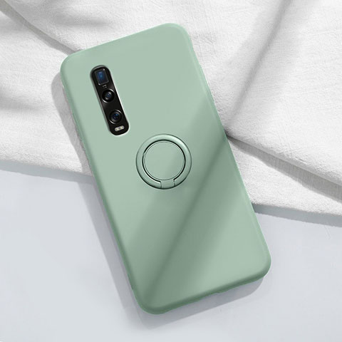 Coque Ultra Fine Silicone Souple Housse Etui avec Support Bague Anneau Aimante Magnetique T04 pour Oppo Find X2 Pro Cyan