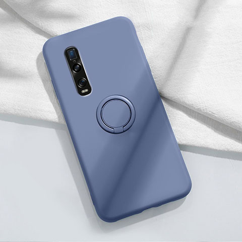 Coque Ultra Fine Silicone Souple Housse Etui avec Support Bague Anneau Aimante Magnetique T04 pour Oppo Find X2 Pro Gris